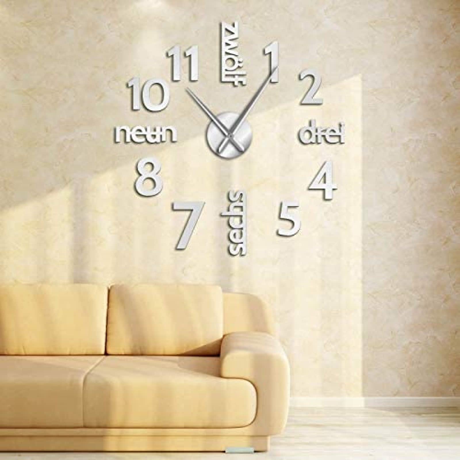 Amazon.co.jp: 壁掛け時計ドイツ語とアラビア数字Diy大きな壁掛け時計